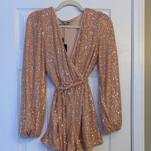Fashion Nova Glittering Pink Romper